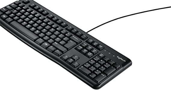 Logitech K120 Wired Business Keyboard for Windows or Linux, USB Plug-and-Play, Full-Size, Spill Resistant, Curved Space Bar, PC/Laptop, QWERTY UK Layout - Black