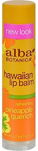 Alba Botanica Hawaiian Lip Balm, Refreshing Pineapple Quench 0.15 oz (Pack of 6)