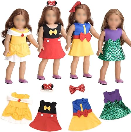 sweet dolly 18 Inch Doll Clothes Princess Party Dresses Outfits Doll Clothing Accessories for 18 inch Dolls