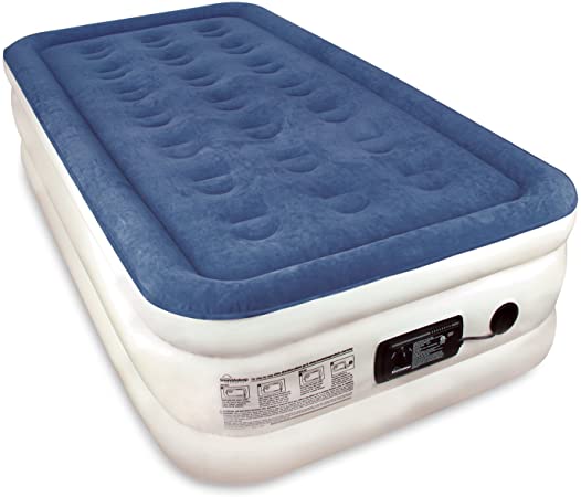 SoundAsleep Raised Twin Size Premium Air Mattress - Best Inflatable Airbed with Plush Top and Internal High Capacity Pump - Exclusively with ComfortCoil Technology & No Hassle 1-Year Warranty