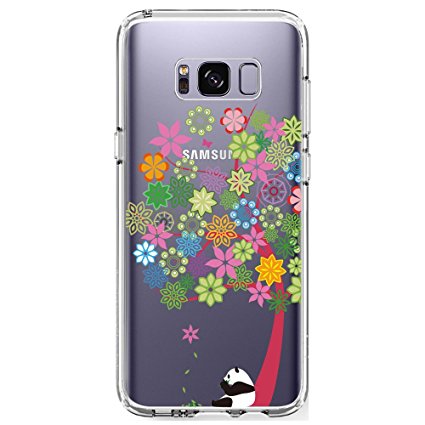 Samsung Galaxy S8 Plus Case, SwiftBox Clear Case with Design for Samsung Galaxy S8 Plus (Panda and Magenta Tree)