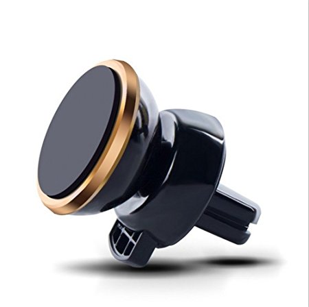 Car Mount,360°Rotation Universal Air Vent Reinforced Magnetic Car Mount Holder for Cell Phones,Car Magnetic Cell Phone Mount,Car Phone Holder for iPhone Samsung HTC nexus mini tablets (Gold)