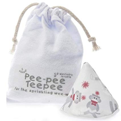 Pee-pee Teepee for Sprinkling WeeWee - Sock Monkey with Laundry Bag