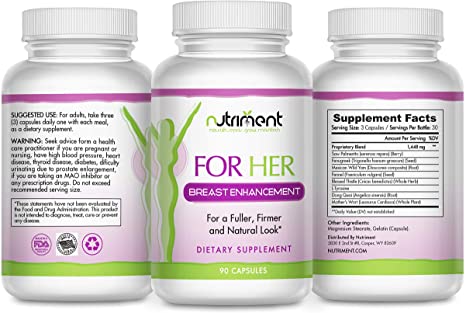 for Her Bust Enhancement Pills- Breast Enlargement Supplement for Naturally Larger, Firmer and Fuller Breasts- Bust Enhancer for Women- 90 Vegan Capsules