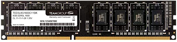 TEAMGROUP Elite DDR3 8GB Single 1600MHz (PC3-12800) CL11 Unbuffered Non-ECC 1.5V UDIMM 240 Pin PC Computer Desktop Memory Module Ram Upgrade - TED38G1600C11-S01 - (1x8GB) Single