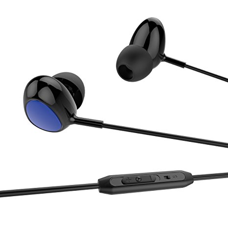OUCOMI In Ear Headphones with Mic Black and Blue