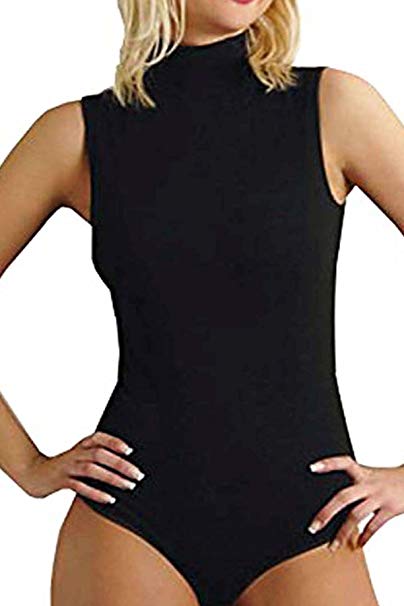Elegance1234 Ladies Cotton Turtleneck Sleeveless Bodysuits/Leotards (2360)