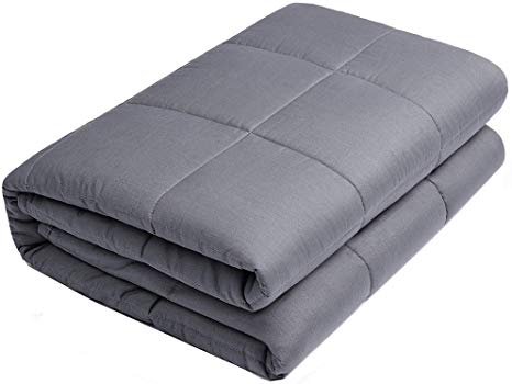 Anjee Weighted Blankets 15lbs for 120-180 lbs Individual, Premium Heavy Blanket for Great Sleep | 100% Cotton Material with Glass Beads 48 x 72 Inches, Grey
