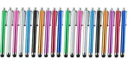 20 PCS Universal Capacitive Stylus Pen - Black, Blue, Pink, Silver, Light Blue, Green, Gold, White, Purple, Red Touch Screen Stylus Pen for iPad 1, iPad 2, iPad 3; iPhone 3G, iPhone 3GS, iPhone 4, iPhone 4S, iPhone 5; iPod Touch 2, iPod Touch 3, iPod Touch 4, iPod Touch 5 iPad Mini; HTC One X, One S, One V, Desire S, Desire HD, Sensation, Sensation XE, Sensation XL; Samsung Galaxy S1, Galaxy S2, Galaxy S3, Galaxy Note 1, Galaxy Note 2, Galaxy Mini, Galaxy Fit, Galaxy W, Galaxy Y, Ace, Ace Plus, Ace 2; Sony Xperia S, Xperia P, Xperia U, Xperia T, Xperia Miro, Xperia Tipo, Xperia Arc, Xperia Neo, Xperia Ray; Samsung Galaxy Tab 2 10.1 P5100 / P5110, Galaxy Tab 2 7.0 P3100 / P3110, Samsung Galaxy Tab 10.1 P7100, Galaxy Tab 7.0 P5200, Galaxy Note 10.1 N8000 / N8010; Blackberry Playbook; Google Nexus 7; Motorolla XOOM; Dell Streak; Sony Xperia Tablet S; Acer Iconia Tab; Asus Transformer Pad; HP TouchPad; HTC Flyer and All Other Phones, Tablets and Devices with a Capacitive Touchscreen
