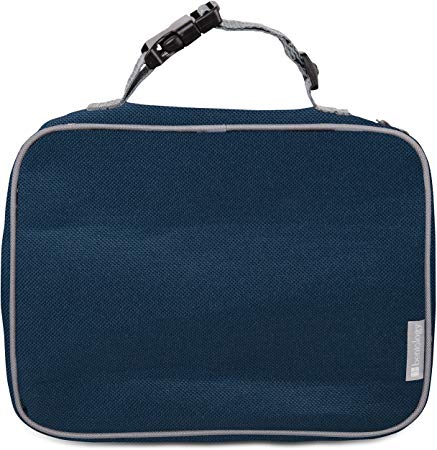Insulated Durable Lunch Box Sleeve - Portion Perfect Reusable Lunch Bag - Securely Cover Your Bento Box, Works with Bentology Bento Box, Bentgo, Kinsho, Yumbox (8"x10"x3") - Blue/Gray