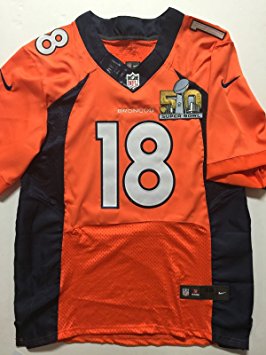 Autographed/Signed Peyton Manning Super Bowl 50 Patch Denver Broncos Orange Football Jersey Steiner Sports COA