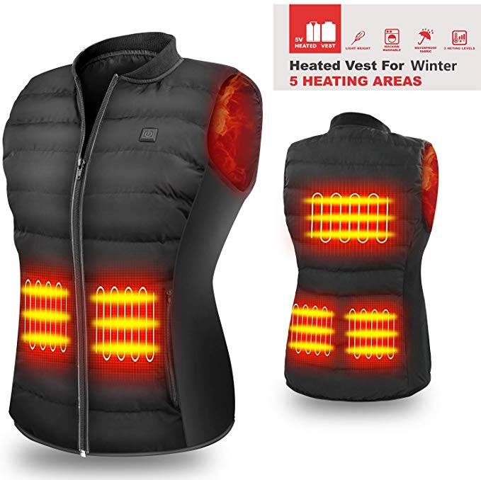 5V Heated Vest(Power Bank Need Purchase Sepparately), Size Adjustable USB Charging,3 Temp Setting Heating Warm Vest for Outdoor Camping Hiking Golf Rechargeable Heated Clothes Warm for Men Wom