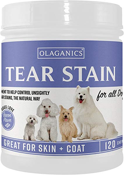 Olaganics Tear Stain Soft Chews. Helps Control Unsightly Tears Stains. Bacon Flavor. 120 Soft Chews.