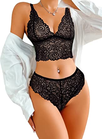 Avidlove Lingerie Set Lace Bra and Panty Set Sexy 2 Piece Babydoll Underwear Set for Women