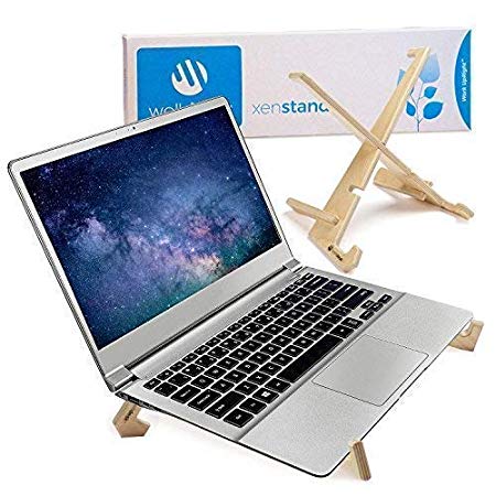 Deluxe Laptop Stand for Desk, Foldable   Adjustable Lap Top Computer & Notebook Stand for Healthy Posture, 3 Height Options for Table, Ventilated All Wood Ergonomic Design, Proudly Made in The USA