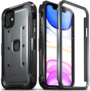 Vena Case Compatible with iPhone 11, [vArmor Pro] Full Body Rugged Heavy Duty Defender Case with Built-in Screen Protector (Space Gray/Black)