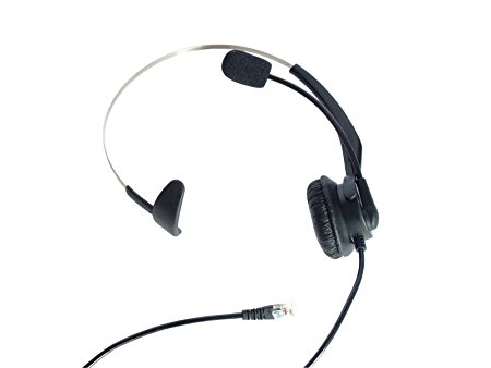 LotFancy Calltel Monaural Over-The-Head Headset Headphone with Mic for Cisco IP Phone 7931 7940 7941 7942 7945 7960 7961; Plantronics Vista Modular Adapter M10 M12 M22 MX10; Coiled Cord with RJ9 Plug