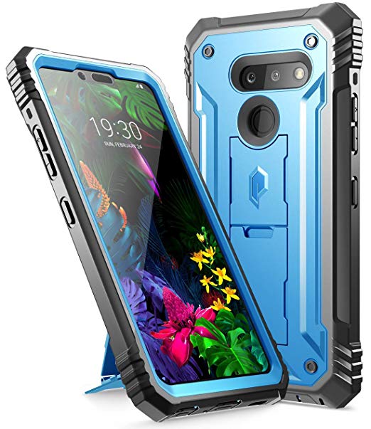 LG G8 ThinQ Rugged Case with Kickstand, Poetic Full-Body Dual-Layer Shockproof Protective Cover, Built-in-Screen Protector, Revolution Series, for LG G8 ThinQ Verizon/AT&T/Sprint/T-Mobile(2019), Blue