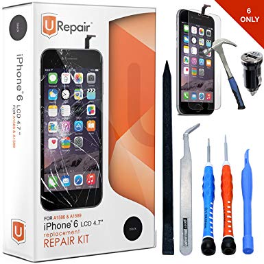 iPhone 6 Screen Replacement Black LCD Premium Repair Kit with Tools - Easy Manuals Videos and Instructions - FOR iPHONE 6 NOT 6S with USB Car Charger