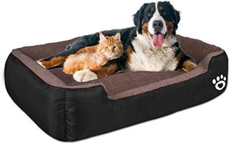 [Latest 2020] Warming Pet Dog Beds for Medium/Large Dog,Rectangle Pet Bed with Soft Coral Fleece and Non-Slip Bottom,Dog Sofa Couch Pet Bed with Durable Oxford Cloth