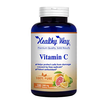 Healthy Way Liposomal Vitamin C - 1000mg Supplement - 100 Capsules - Supports Immune System & Collagen Health - NON-GMO USA Made 100% Money Back Guarantee