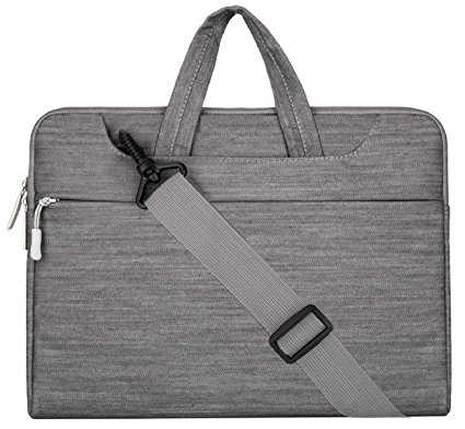 Mosiso Laptop Shoulder Bag / Briefcase, Denim Fabric 13-13.3 Inch Notebook Computer / MacBook Pro / MacBook Air Carry Case, Gray