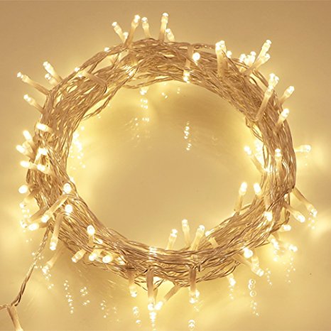 Battery Operated 69ft Clear Cable 200 LED Indoor Fairy Lights w/ Remote & Timer( 8 Modes, Dimmable, Warm White)