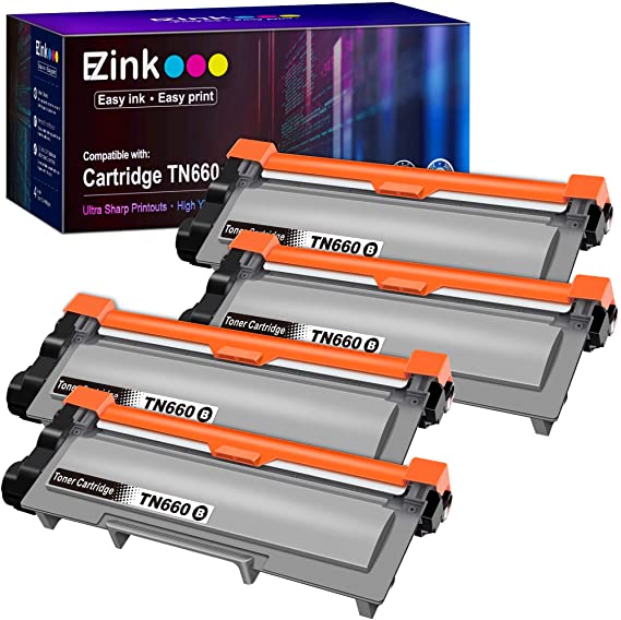 E-Z Ink (TM) Compatible Toner Cartridge Replacement for Brother TN660 TN630 High Yield to use with HL-L2380DW HL-L2300D HL-L2340DW MFC-L2680W MFC-L2740DW MFC-L2685DW Printer (Black, 4 Pack)