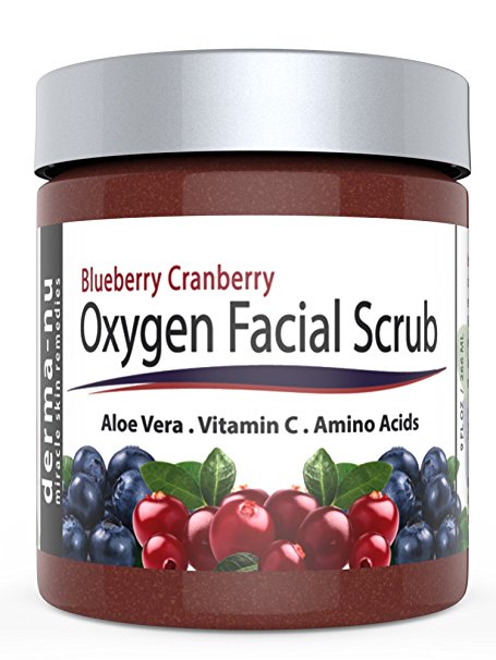 Blueberry Cranberry Oxygen Facial Scrub – Facial Exfoliator packed with Anti Aging Antioxidants for Radiant Skin. All Natural & Organic Great for All Skin Types including Dry or Sensitive. 9oz