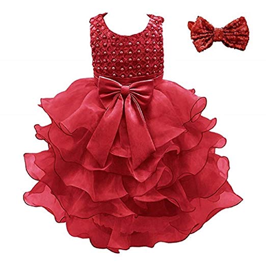 Weileenice Girls Kids Tulle Flower Dress Baby Girl Princess Christmas Pageant Birthday Party Dresses