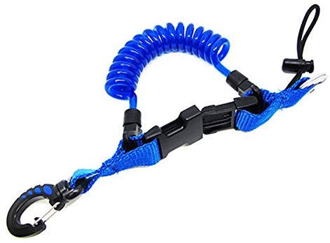 Scuba Choice Diving Shark Coil Lanyard with 1 Snap and Quick Release Buckles Blue