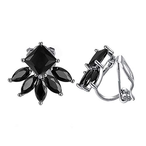 Yoursfs Clip Earrings For Women Black Flower Shape No Pierced Clip Earrings