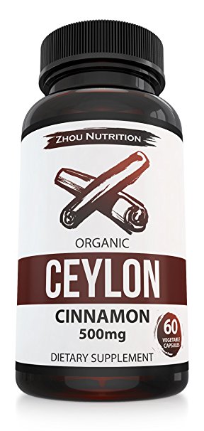 Organic Ceylon Cinnamon Capsules to Promote Lower Blood Sugar Levels & Heart Health, Support Weight Loss, Inflammation & Joint Pain Relief - 'True Cinnamon' from Sri Lanka - 500mg - 60 Veggie Capsules