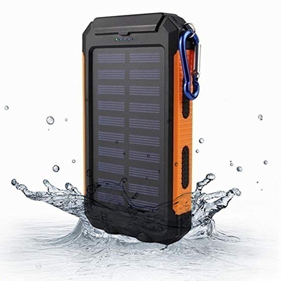 KRECOO Portable Power Banks 20000mAh External Solar Battery Pack Dual USB with 2 Flashlight Waterproof Powerbank for iPhone,iPad & Samsung Galaxy & More