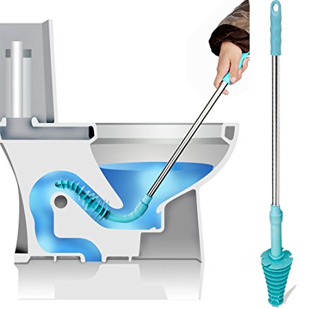 Toilet Plunger with Powerful Cleaned Toilet Pipe - XREXS Toilet Dredge Designed for Siphon Type, Environmentally friendly, Stainless steel Handle Drain Buster with A Free Wall Hook