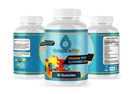 Premium Hemp Gummies 600mg- 30 ct.- 20mg Per Gummy- Full Spectrum Organic Hemp Extract Infused - Relaxing, Pain Relief, Stress & Anxiety Relief - Sleep Better- by Nature's Key