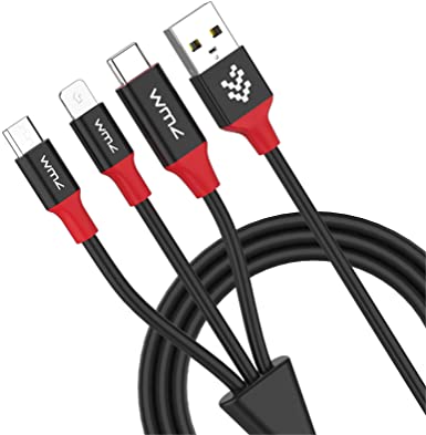 USB Charging Cable, 3 in 1 Multiple Cable with USB Type C Cable Compatible with Samsung Galaxy S10 S9 S8 Plus Note 9 8,Moto Z,LG V40 V30 V20 G6 G5,OnePlus 7 5 3T,Google Pixel,Micro Cable Android for Galaxy S7 Edge S6 S4,Note 5 4 (3 in 1-1Pack)