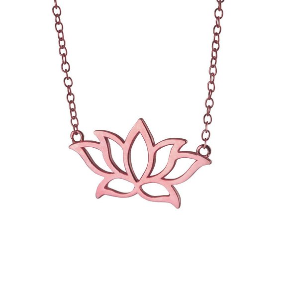 apop nyc Lotus Flower Pendant Necklace 16 inch - 17 inch - 925 Silver