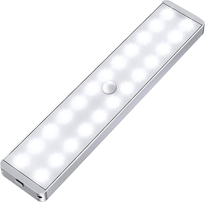 Vont Rechargeable Closet Light [1 Pack], 24-LED Motion Sensor Closet Lights, Stick-Anywhere Under Cabinet Magnetic White Lights, Convenient Light Modes (Day/Night/Always-On), USB Charge