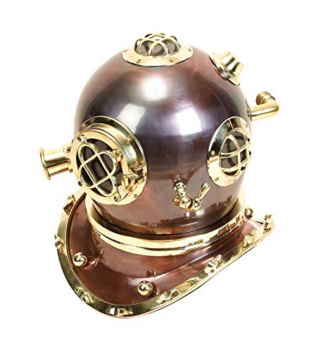 Deco 79 Brass Diving Helmet, 17 by 16-Inch