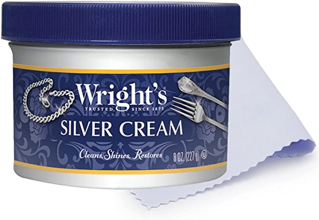 Wright's Silver Cleaner and Polish Cream - 237ml with Polishing Cloth - Ammonia-Free - Gently Clean and Remove Tarnish without Scratching