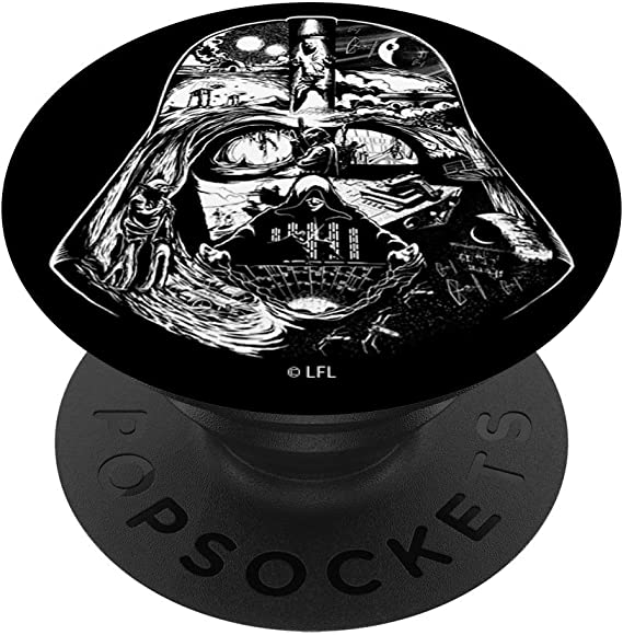 Star Wars Darth Vader Helmet Saga Black And White PopSockets PopGrip: Swappable Grip for Phones & Tablets