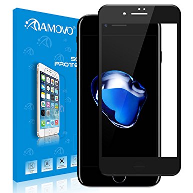 AMOVO iPhone 7 Plus Screen Protector, iPhone 7 Plus Tempered Glass Screen Protector 3D Curved Carbon Fiber Screen Protector for iPhone 7 Plus (black)