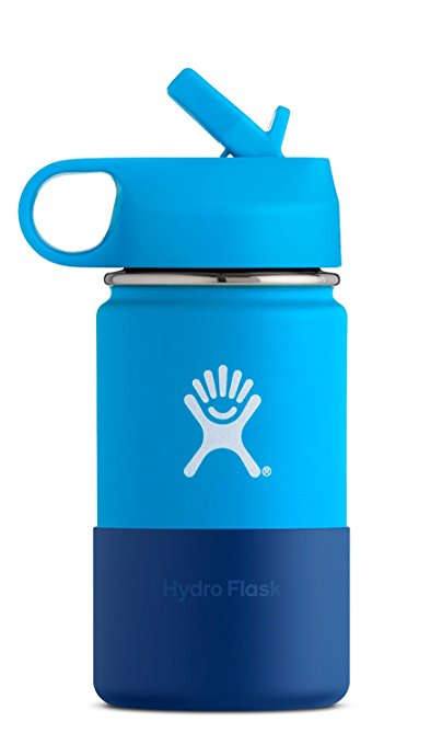 Wide Mouth 12 oz Kids Vacuum Insulated Stainless Steel Sippy Cup Water Bottle with BPA Free Straw Lid and Protective Silicone Flex Boot, Pacific