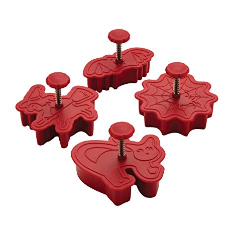 Cake Boss Decorating Tools 4-Piece Halloween Fondant Press Set, Red