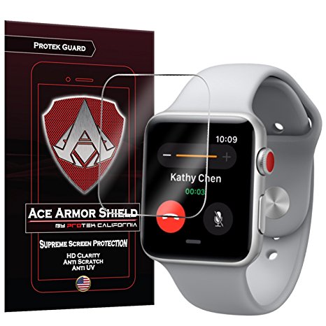 Apple Watch Series 3 / 2 / 1 42mm Screen Protector (6-Pack), Ace Armor Shield Full Coverage Screen Protector for Clear Anti-Bubble Film