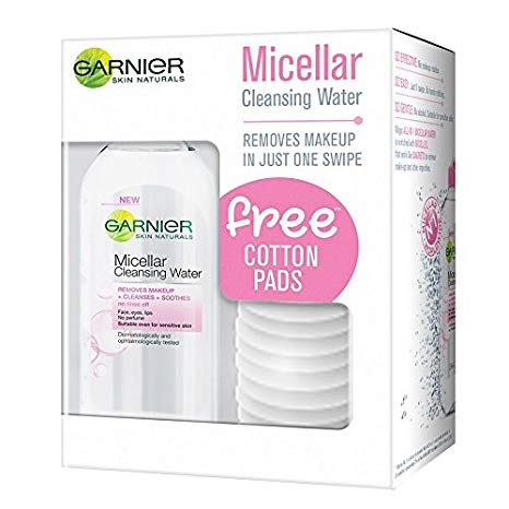 Garnier Micellar Water Pink Makeup Remover, 125ml with Cotton Pad