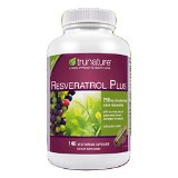 TruNature Resveratrol Plus - 250 mg of Resveratrol Plus 50 mg each of Red Wine Extract Grape Seed Extract and Green Tea Extract - 140 Vegetarian Capsules