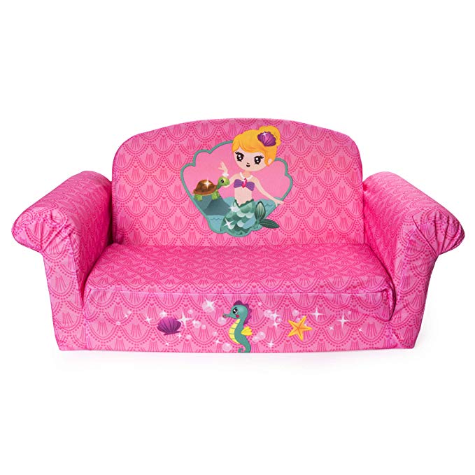 Marshmallow Furniture - Children's 2 in 1 Mermaid Flip Open Foam Sofa