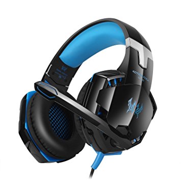 GranVela GS600 Professional Over-ear Stereo Gaming Headset Wired Bass Noise Isolation Headphones with Mic for PS4 / PC (Compatible Controller: PC Computer Laptop/ Mobile Phones) - Blue
